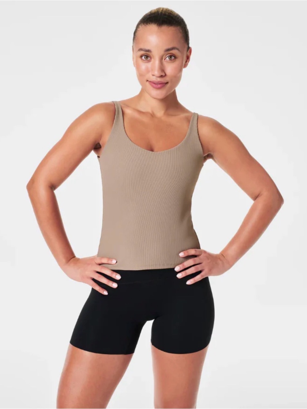 SPANX Ribbed V-Neck Camisole in Taupe Brown
